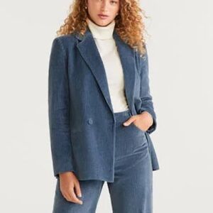 MANGO MNG Suit Women’s Oversize Blue Corduroy Blazer Jacket